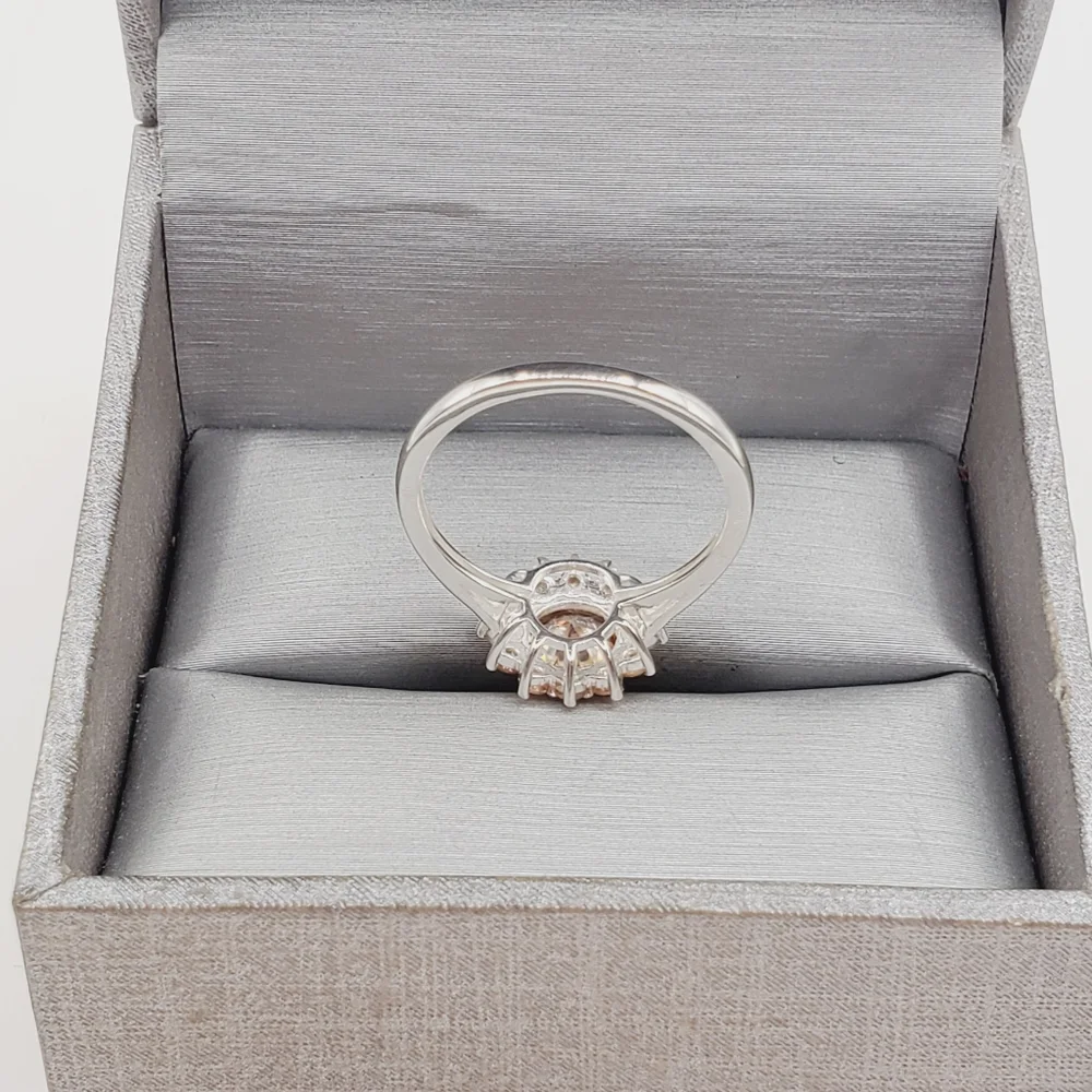 Champagne Halo 925 Sterling Silver Ring